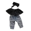 New Fashion Toddler Baby Girls Clothes Black Blouse Top Hole Casual Denim Pants Outfits Set - China - 12M