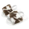 Baywell Baby Girls Leopard Plush Sandals Faux Fur Slides Sandals Newborn Non-Slip Shoes Indoor Outdoor Infant Slippers 0-18M - Image 4