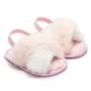 Baywell Baby Girls Leopard Plush Sandals Faux Fur Slides Sandals Newborn Non-Slip Shoes Indoor Outdoor Infant Slippers 0-18M - 7P - 13-18 Months - United States