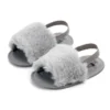 Baywell Baby Girls Leopard Plush Sandals Faux Fur Slides Sandals Newborn Non-Slip Shoes Indoor Outdoor Infant Slippers 0-18M - 9QH - 13-18 Months - United States