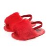 Baywell Baby Girls Leopard Plush Sandals Faux Fur Slides Sandals Newborn Non-Slip Shoes Indoor Outdoor Infant Slippers 0-18M - Image 13