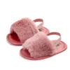 Baywell Baby Girls Leopard Plush Sandals Faux Fur Slides Sandals Newborn Non-Slip Shoes Indoor Outdoor Infant Slippers 0-18M - 9M - 13-18 Months - United States