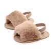 Baywell Baby Girls Leopard Plush Sandals Faux Fur Slides Sandals Newborn Non-Slip Shoes Indoor Outdoor Infant Slippers 0-18M - 9K - 13-18 Months - United States