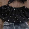 New Fashion Toddler Baby Girls Clothes Black Blouse Top Hole Casual Denim Pants Outfits Set - Image 6