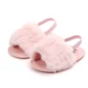 Baywell Baby Girls Leopard Plush Sandals Faux Fur Slides Sandals Newborn Non-Slip Shoes Indoor Outdoor Infant Slippers 0-18M - 9P - 13-18 Months - United States