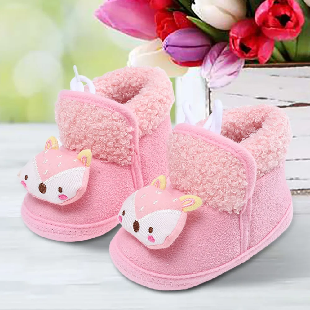 Newborn Baby Girl Plush Snow Booties Keep Warm Shoes Non-slip Sneaker Walking Soft-soled Breathable Heart Wings First Walkers - Image 21