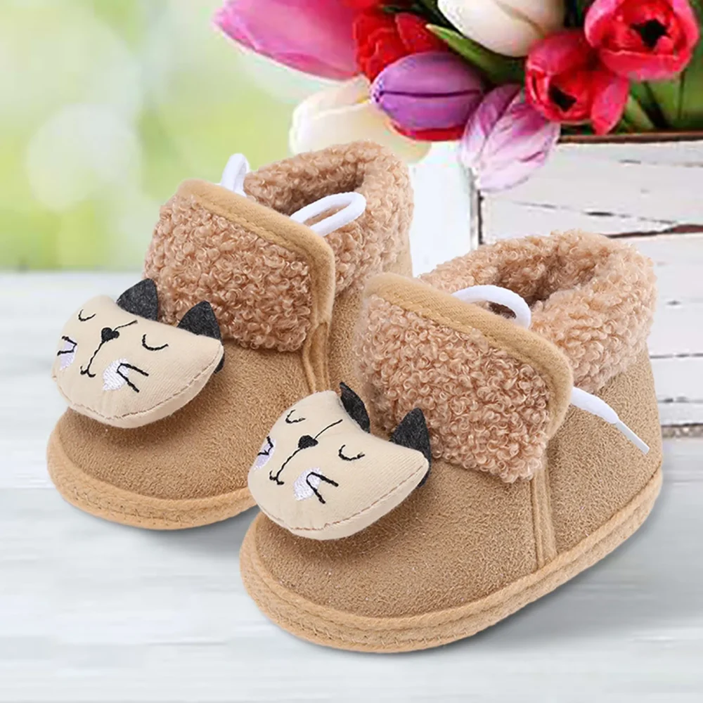 Newborn Baby Girl Plush Snow Booties Keep Warm Shoes Non-slip Sneaker Walking Soft-soled Breathable Heart Wings First Walkers - Image 27