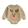 2023-09-07 Lioraitiin 0-24M Baby Boys Girls Christmas Rompers Long Sleeve O-Neck Reindeer Embroidery Fleece Jumpsuits Bodysuits - A - 6M - CHINA