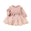 2022-10-11 Lioraitiin 0-3Years Toddler Girl Autumn Sweet Dress Long Sleeve Round Neck Flower Patchwork A-Line Dress with Bow - Image 6