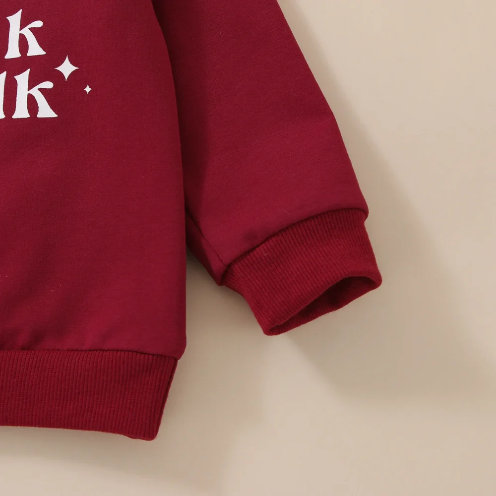 2022-10-17 Lioraitiin 0-24M Infant Baby Girl Autumn Sweatshirts Long Sleeve Red Sorry Santa I Drank The Milk Letter Printed Top - Image 4