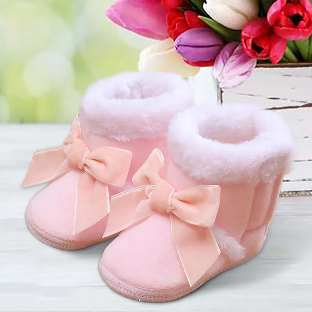 Newborn Baby Girl Plush Snow Booties Keep Warm Shoes Non-slip Sneaker Walking Soft-soled Breathable Heart Wings First Walkers - Image 18