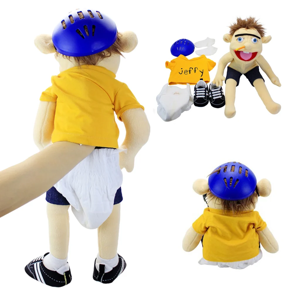 60cm Large Jeffy Boy Hand Puppet Plush Toys Removable Children Soft Doll Talk Show Party Props Puppet Stuffed Doll For Kids Gift - Image 3