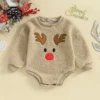 2023-09-07 Lioraitiin 0-24M Baby Boys Girls Christmas Rompers Long Sleeve O-Neck Reindeer Embroidery Fleece Jumpsuits Bodysuits - Image 3