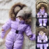 Baby Snowsuit Infant Newborn Clothes Winter Down&Parkas Outwear Jumpsuit For Boys Girls Romper Baby Overalls Christmas Costumes - Purple - United States - 12-18 Months