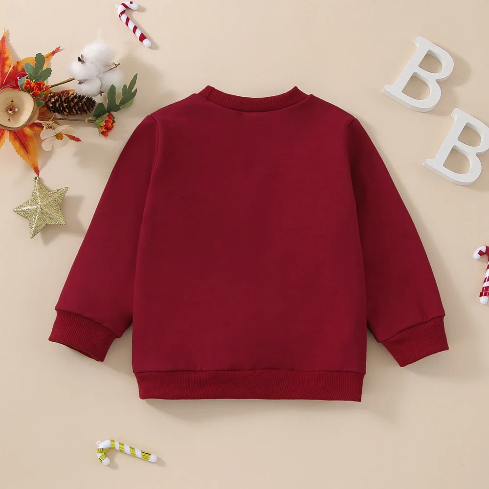 2022-10-17 Lioraitiin 0-24M Infant Baby Girl Autumn Sweatshirts Long Sleeve Red Sorry Santa I Drank The Milk Letter Printed Top - Image 2