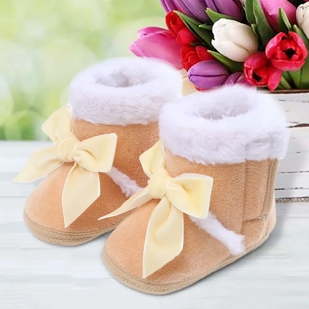 Newborn Baby Girl Plush Snow Booties Keep Warm Shoes Non-slip Sneaker Walking Soft-soled Breathable Heart Wings First Walkers - Image 17