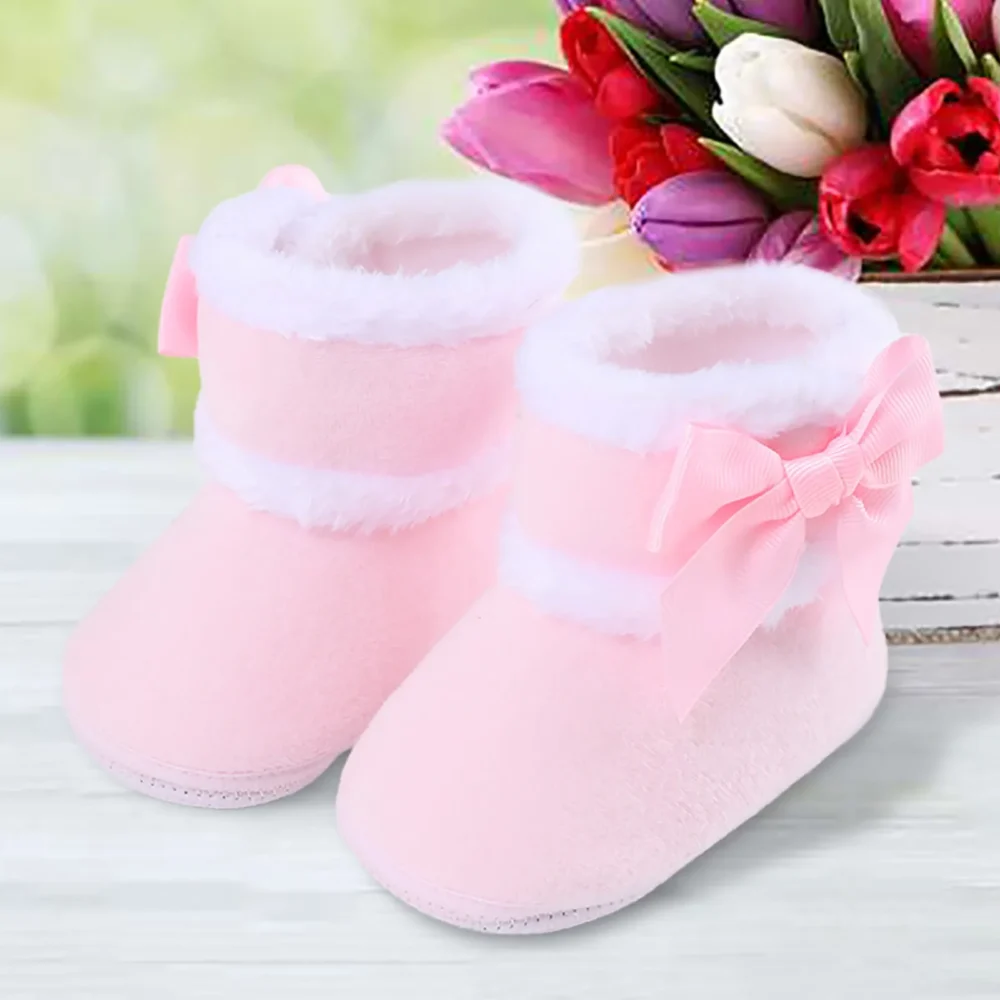 Newborn Baby Girl Plush Snow Booties Keep Warm Shoes Non-slip Sneaker Walking Soft-soled Breathable Heart Wings First Walkers - Image 13