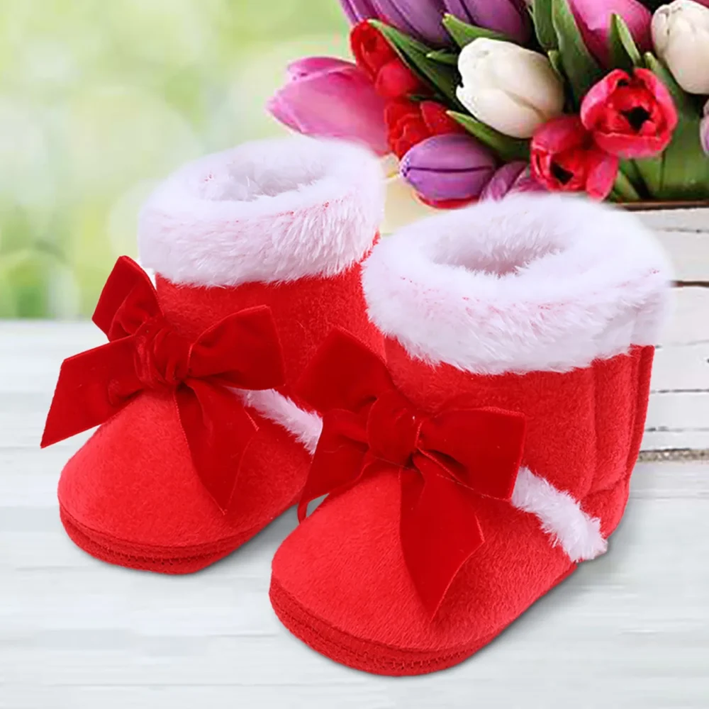 Newborn Baby Girl Plush Snow Booties Keep Warm Shoes Non-slip Sneaker Walking Soft-soled Breathable Heart Wings First Walkers - Image 12