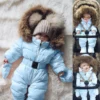 Baby Snowsuit Infant Newborn Clothes Winter Down&Parkas Outwear Jumpsuit For Boys Girls Romper Baby Overalls Christmas Costumes - Sky Blue - United States - 0-3 Months