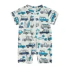 Citgeett Summer Kids Boys Short Sleeve Swimsuit Print Ziper Swimwear Bathing Suit Romper Clothes - C - 3M - CHINA