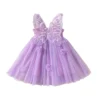 2023-05-16 Lioraitiin 0-4Years Butterfly Wings Girl Fairy Dress First Birthday Dress Flower Wedding Dress - A - 3T - United States