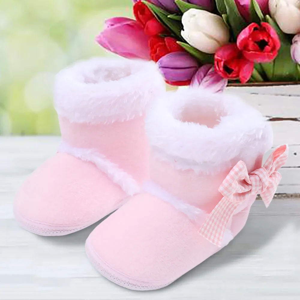 Newborn Baby Girl Plush Snow Booties Keep Warm Shoes Non-slip Sneaker Walking Soft-soled Breathable Heart Wings First Walkers - Image 10