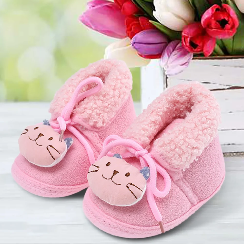 Newborn Baby Girl Plush Snow Booties Keep Warm Shoes Non-slip Sneaker Walking Soft-soled Breathable Heart Wings First Walkers - Image 16