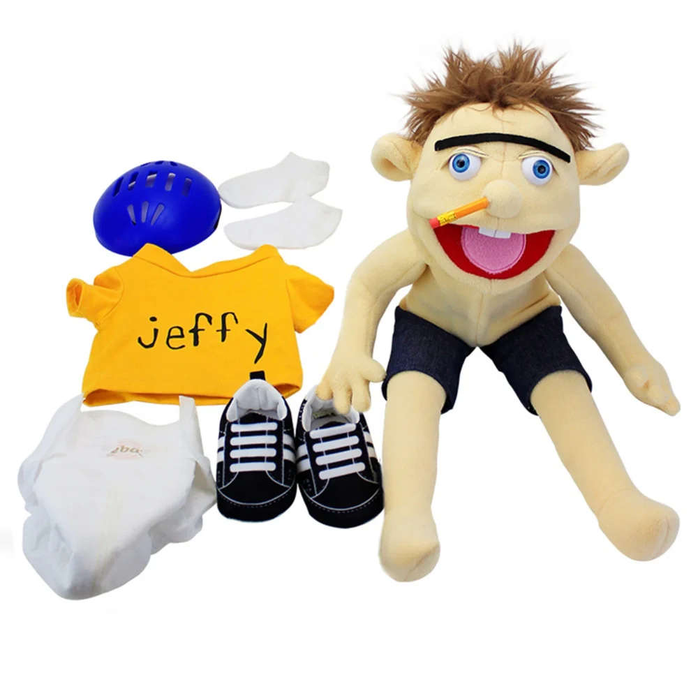 60cm Large Jeffy Boy Hand Puppet Plush Toys Removable Children Soft Doll Talk Show Party Props Puppet Stuffed Doll For Kids Gift - Image 8