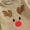 2023-09-07 Lioraitiin 0-24M Baby Boys Girls Christmas Rompers Long Sleeve O-Neck Reindeer Embroidery Fleece Jumpsuits Bodysuits - Image 6