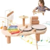 Kids Drum Set Montessori Educational Wooden 7 In 1 Sensory Musical Toys Wooden Musical Kit Sensory Toys For Boys Girls Kids Ages - United States