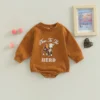 Citgeett Spring Autumn Infant Baby Boys Girls Jumpsuit Letter Print Long Sleeve Bodysuit Fall Clothes - Image 2