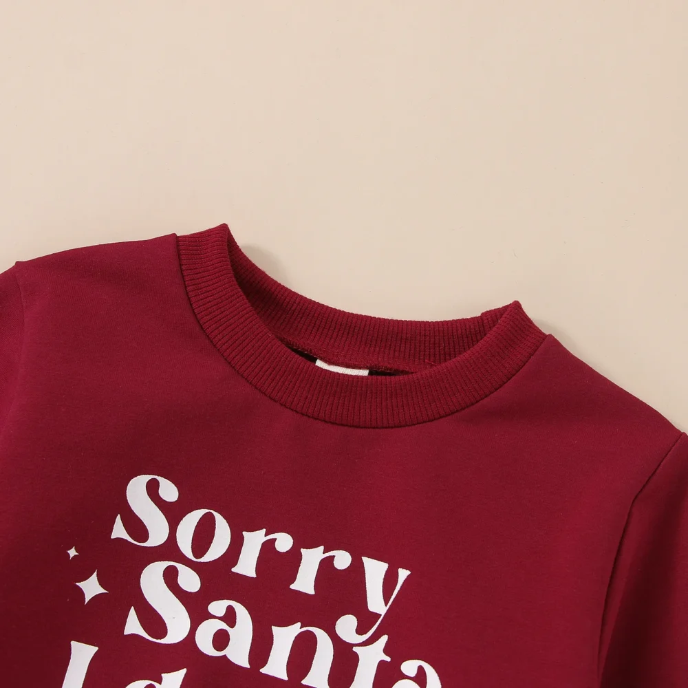 2022-10-17 Lioraitiin 0-24M Infant Baby Girl Autumn Sweatshirts Long Sleeve Red Sorry Santa I Drank The Milk Letter Printed Top - Image 3