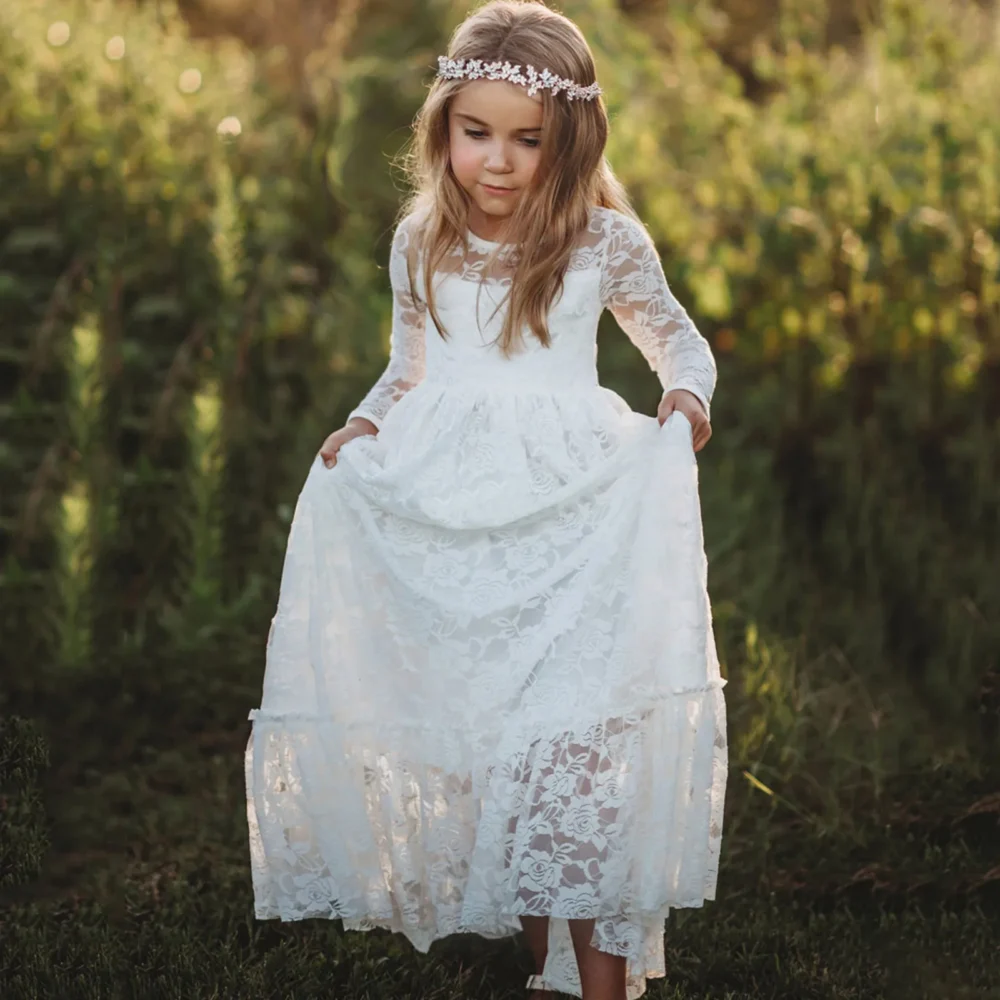 Children dresses Children's Lace Dress Princess Dress Tie Belt Girls Chic Long Flower Girl Dresses vestidos elegantes para niñas - Image 6