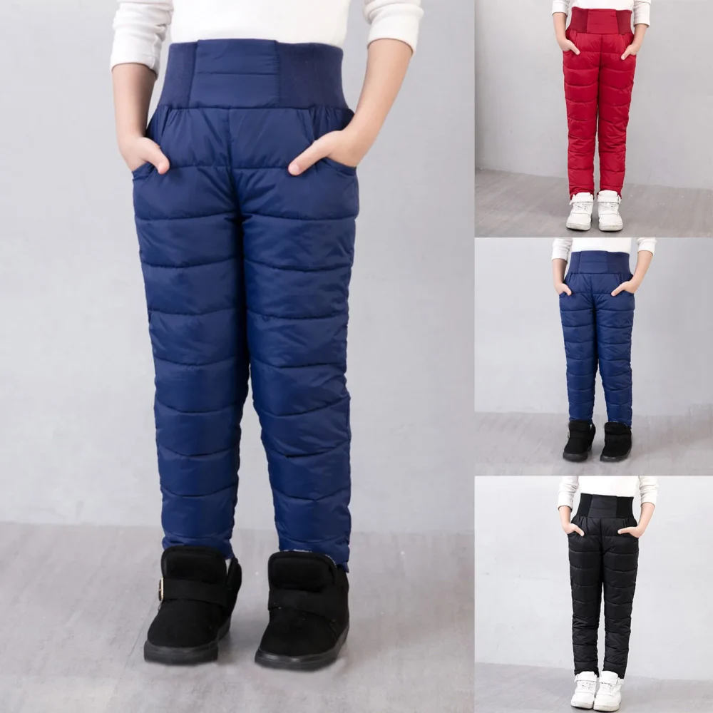 Little Girls Boys Solid Snow Pants Thick Winter Warm Kids Pants Baby Snowsuit 1218 Months Insulated Overalls Ski Set for Boys - Image 4