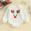 2023-09-07 Lioraitiin 0-24M Baby Boys Girls Christmas Rompers Long Sleeve O-Neck Reindeer Embroidery Fleece Jumpsuits Bodysuits - Image 2