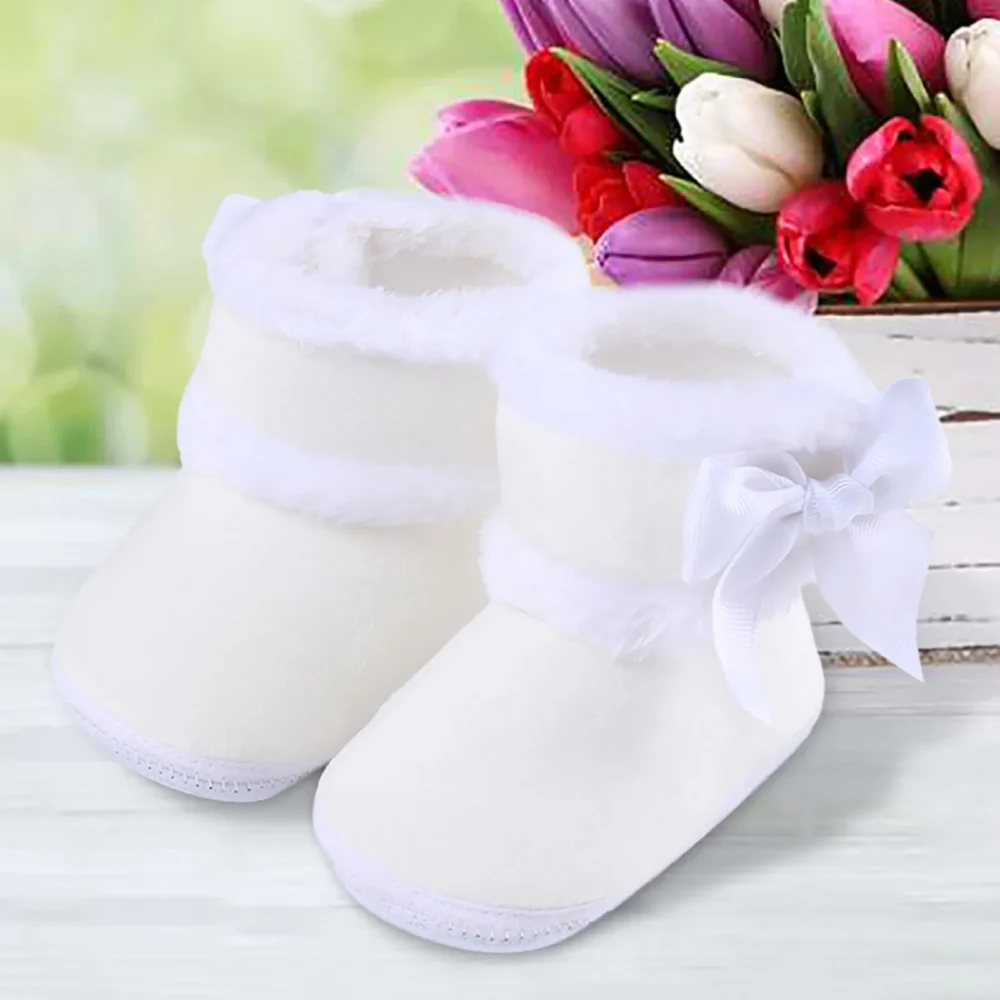 Newborn Baby Girl Plush Snow Booties Keep Warm Shoes Non-slip Sneaker Walking Soft-soled Breathable Heart Wings First Walkers - Image 7