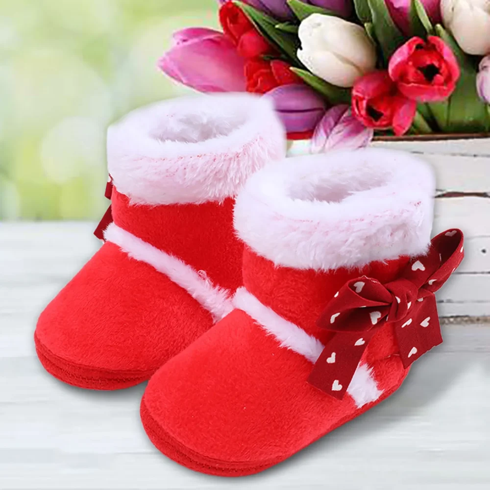 Newborn Baby Girl Plush Snow Booties Keep Warm Shoes Non-slip Sneaker Walking Soft-soled Breathable Heart Wings First Walkers - Image 15