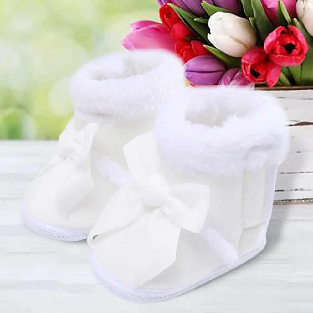 Newborn Baby Girl Plush Snow Booties Keep Warm Shoes Non-slip Sneaker Walking Soft-soled Breathable Heart Wings First Walkers - Image 8