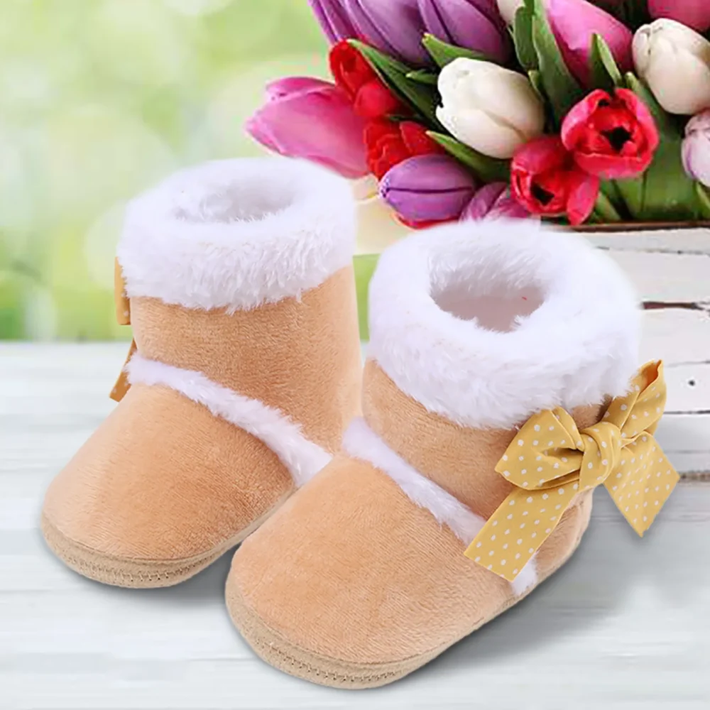 Newborn Baby Girl Plush Snow Booties Keep Warm Shoes Non-slip Sneaker Walking Soft-soled Breathable Heart Wings First Walkers - Image 25